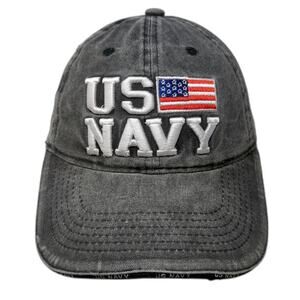New League US Navy Baseball Cap Gray One Size Distressed Flag Military Hat